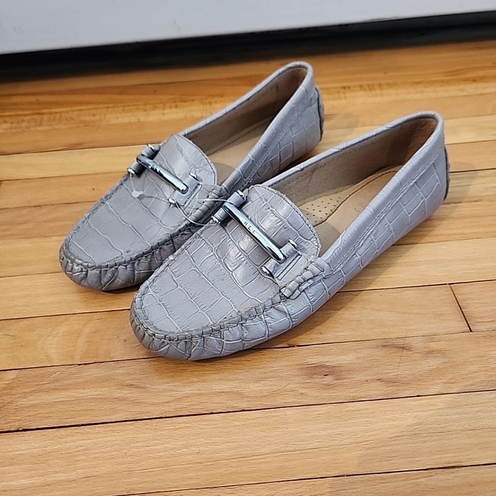 Ralph Lauren Purple Gray Crocodile Pattern Loafers